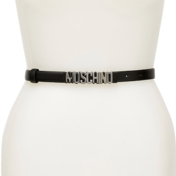 Moschino Accessories - Moschino Black Logo Skinny Belt